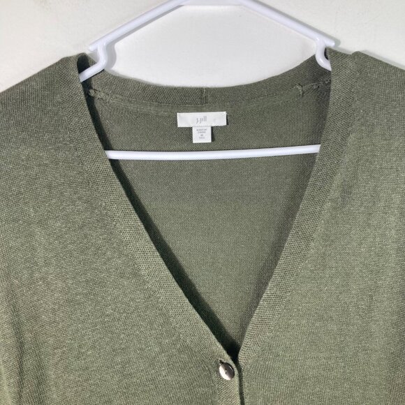 Womens J Jill Linen Blend Button Cardigan Green M Tall Linen Rayon - Picture 5 of 9